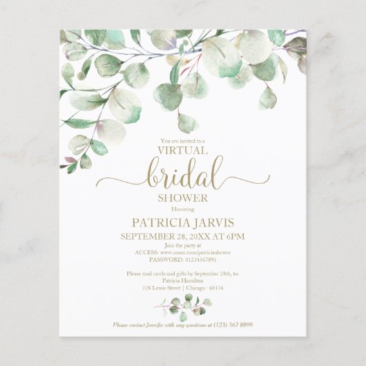 Papier Invitation de budget de douche de mariée virtuelle (Devant)