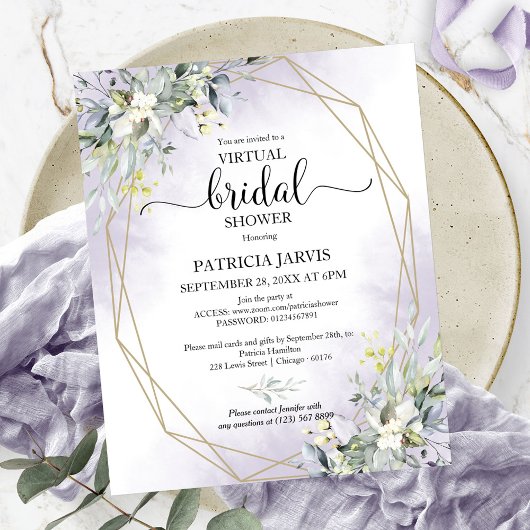 Papier Invitation de budget de douche de mariée virtuelle