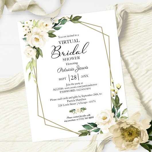 Papier Invitation de budget de douche de mariée virtuelle