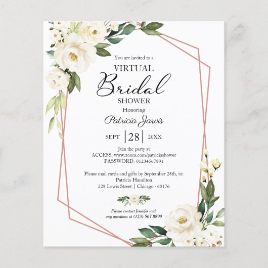 Papier Invitation de budget de douche de mariée virtuelle (Devant)