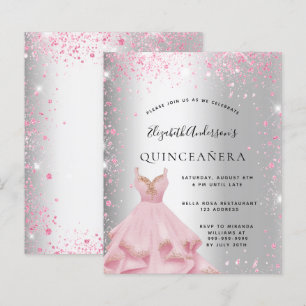 Papier Invitation de budget de robe argentée rose pour Qu