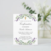 Papier Invitation de budget floral lavande de confirmatio (Debout devant)
