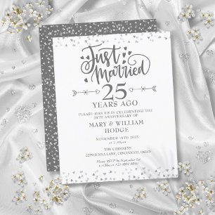 Papier Invitation de budget juste marié 25e anniversaire
