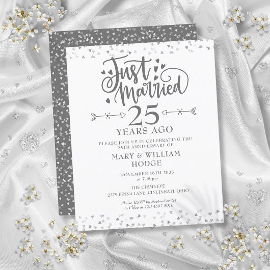 Papier Invitation de budget juste marié 25e anniversaire