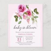 Papier Invitation de budget pour Baby Shower Rose Rose Pâ (Devant)