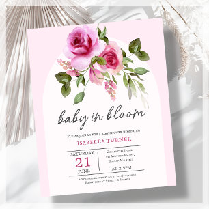 Papier Invitation de budget pour Baby Shower Rose Rose Pâ