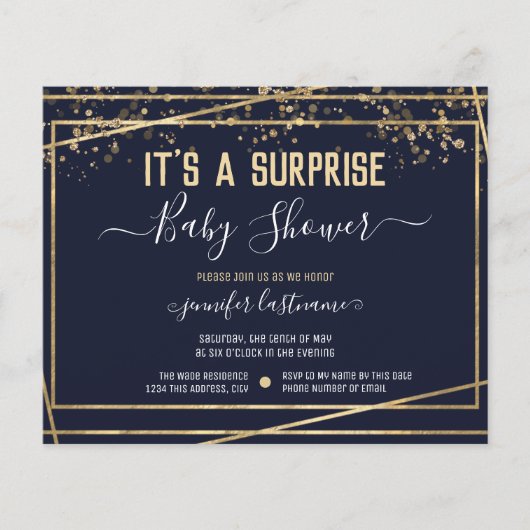 Papier Invitation de budget pour Baby Shower Surprise (Devant)