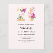 Papier Invitation de budget pour un 21e anniversaire à mo (Devant)