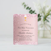 Papier Invitation de budget rose poudré pour la première  (Debout devant)