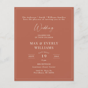 Papier Invitation de célébration de mariage à la cannelle