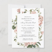 Papier Invitation de célébration de vie à budget rose flo (Devant)