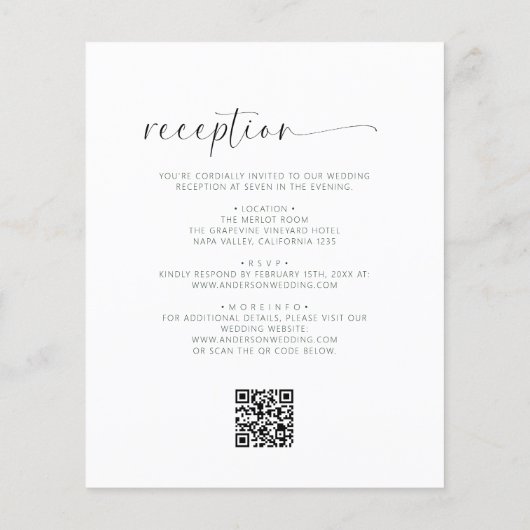 Papier Invitation de code QR noir et blanc Budget (Dos)