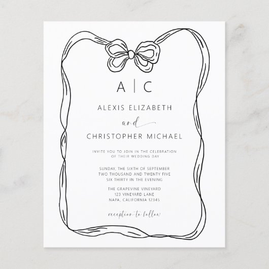 Papier Invitation de code QR noir et blanc Budget (Devant)