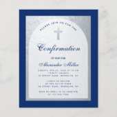 Papier Invitation de confirmation bleu roi argent Budget (Devant)