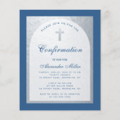 Papier Invitation de confirmation Classique Bleu Argent B (Devant)