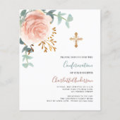Papier Invitation de confirmation de budget rose gold ros (Devant)