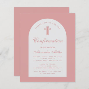 Papier Invitation de confirmation de fille Rose Dusty Bud