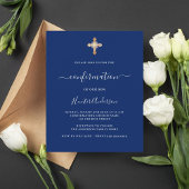 Papier invitation de confirmation de la Croix bleue marin