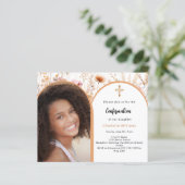 Papier Invitation de confirmation de photo de fleurs sauv (Debout devant)