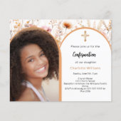 Papier Invitation de confirmation de photo de fleurs sauv (Devant)