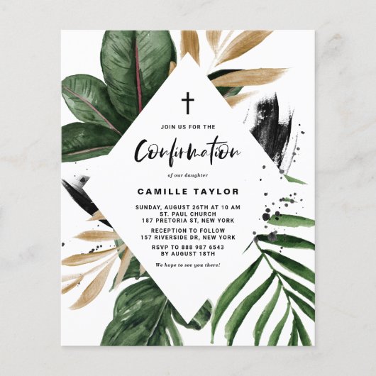 Papier Invitation de confirmation de trame Tropical Gold (Devant)