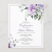 Papier Invitation de confirmation de violet Eucalyptus bu (Devant)