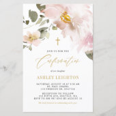 Papier Invitation de confirmation des fleurs d'aquarelle (Devant)