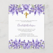 Papier Invitation de confirmation des fleurs de lavande (Devant)