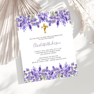 Papier Invitation de confirmation des fleurs de lavande