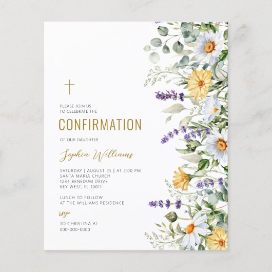 Papier Invitation de confirmation du budget Chamomile & E (Devant)