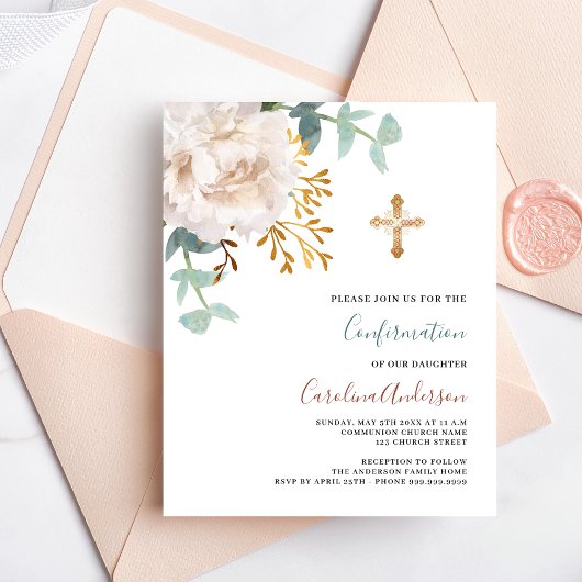 Papier Invitation de confirmation du budget de l'or flora