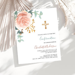 Papier Invitation de confirmation du budget rose or rose