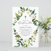 Papier Invitation de confirmation du cadre floral à aquar (Debout devant)