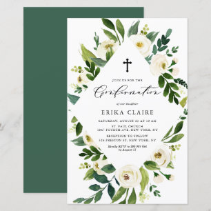 Papier Invitation de confirmation du cadre floral à aquar