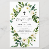 Papier Invitation de confirmation du cadre floral à aquar (Devant)