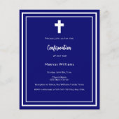 Papier Invitation de confirmation du garçon bleu marine (Devant)