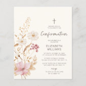Papier Invitation de confirmation du jardin du Fleur sauv (Devant)