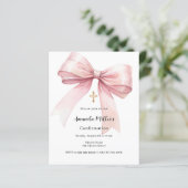 Papier Invitation de confirmation Pink bow girl (Debout devant)