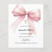 Papier Invitation de confirmation Pink bow girl (Devant)