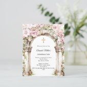 Papier Invitation de confirmation pour fille avec fleurs (Debout devant)
