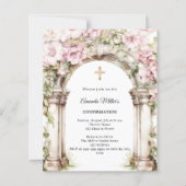 Papier Invitation de confirmation pour fille avec fleurs (Devant)