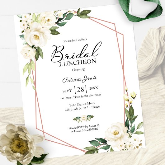 Papier Invitation de déjeuner nuptiale à budget floral gé