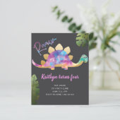 Papier Invitation de dinosaures roses Abstraites (Debout devant)