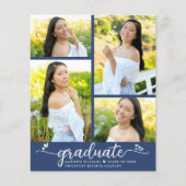 Papier Invitation de diplômé de budget bleu Graduation 4  (Devant)