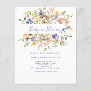 Papier Invitation de douche bébé Budget Baby In Bloom Fle