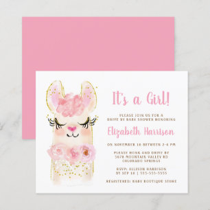 Papier Invitation de douche de bébé Drive By fille Budget