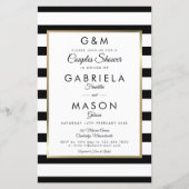 Papier Invitation de douche de couple à rayures Monogramm (Devant)