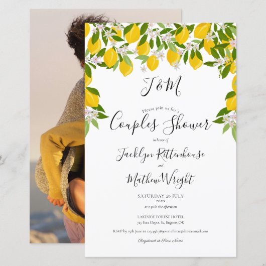 Papier Invitation de douche de couple de monogramme de bu (Devant / Derrière)