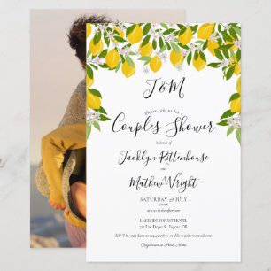 Papier Invitation de douche de couple de monogramme de bu