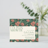 Papier Invitation de douche de couple florale verte rusti (Debout devant)